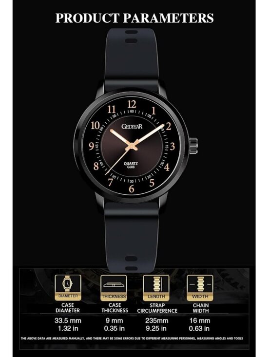 Women\'s All Black Analog Waterproof Solid Nurse Medical Professional Wrist Watch